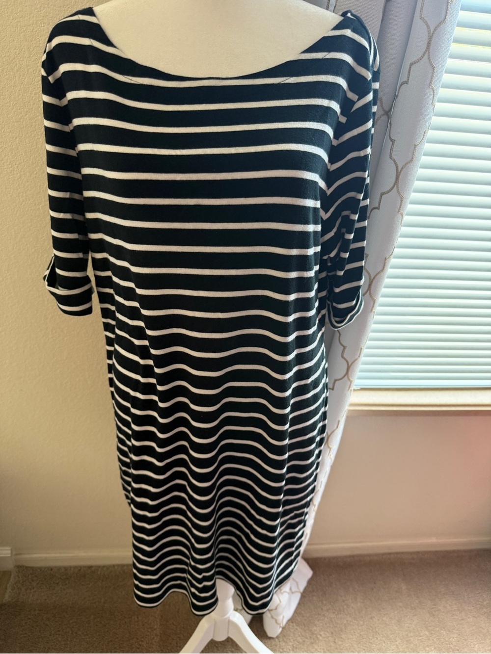 Karen Scott Black and White Striped Midi Dress - Picture 2 of 3